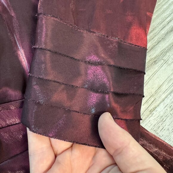 KM Collections By Milla Bell Red Metallic Cross Front Blouse K6 - Picture 3 of 6